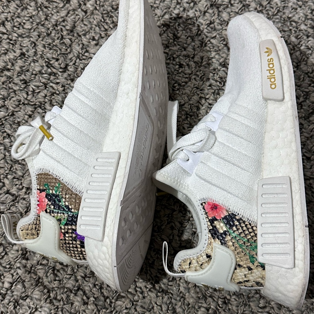 Adidas White NMD Sneakers with Floral Accents